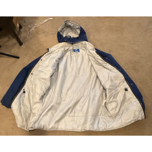 Vintage Champion Jacket Hoodie Medium Parka Zip Snap Closure Fully Lined Blue - Picture 13 of 14
